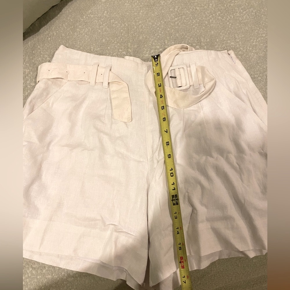 Abercrombie White Belted High Waist Linen Shorts Size L